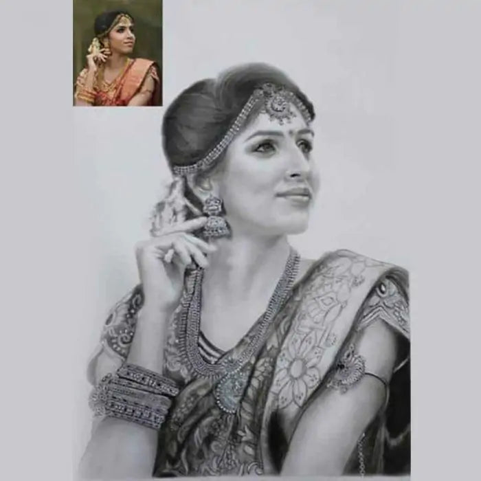 Handmade Custom Charcoal Sketch Portrait - Solo-1