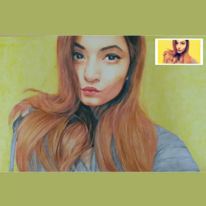 Handmade Custom Pencil Color Sketch Portrait - Solo