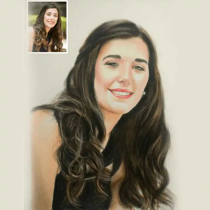 Handmade Custom Pencil Color Sketch Portrait - Solo