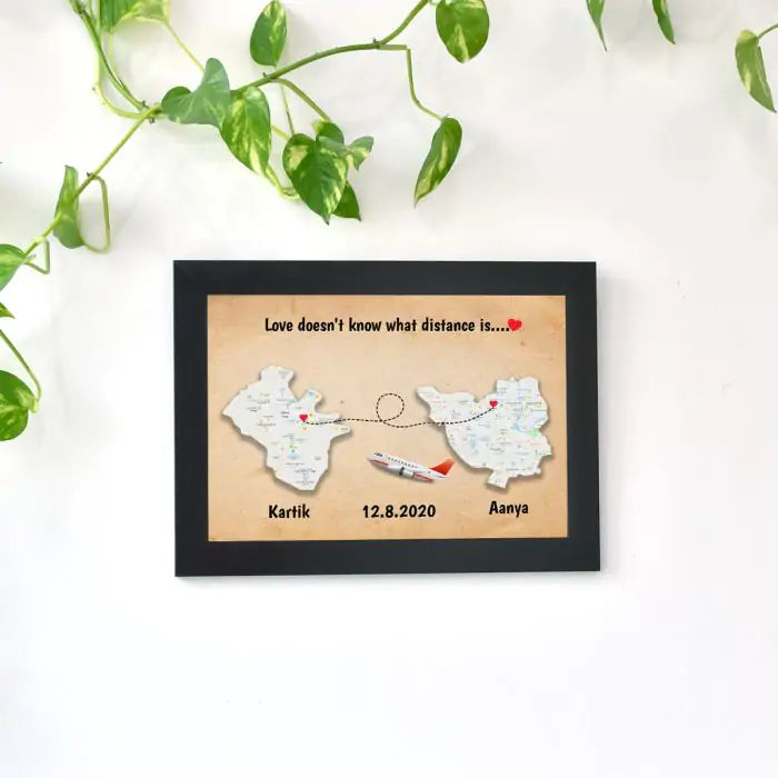 Personalised Love Knows No Distance Poster Frame