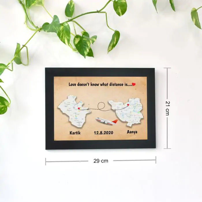 Personalised Love Knows No Distance Poster Frame
