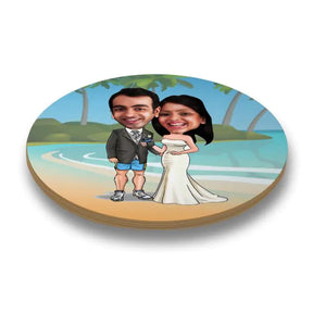 Personalised Newly Wed Caricature  Coasters - Set of 4