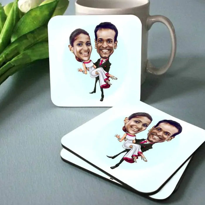 Personalised In Your Arms Caricature  Coasters - Set of 4