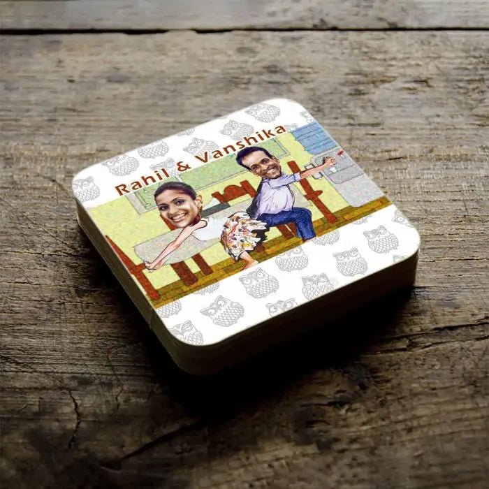 Personalised Dance Along Caricature Coasters - Set of 4