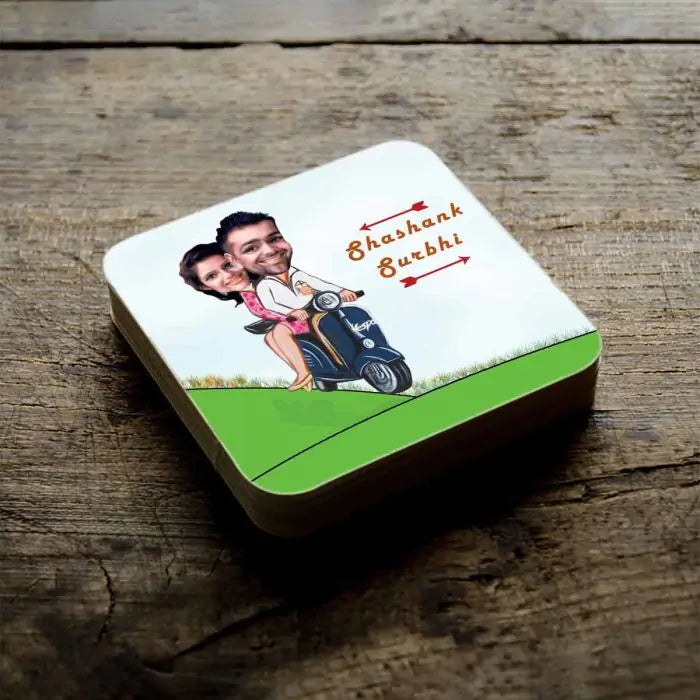 Personalised Beautiful Ride Caricature Coasters - Set of 4