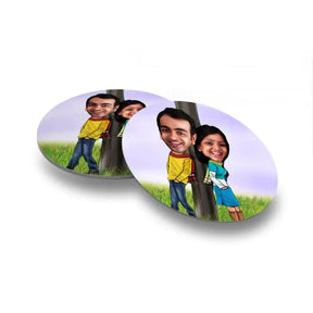 Persoanlsied Happy Us Caricature  Coasters - Set of 4