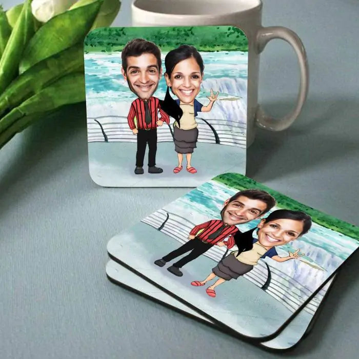Personalised Smiles Caricature  Coasters-Set of 4