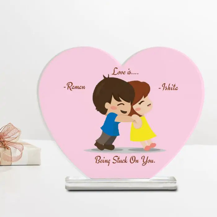 Personalised Stuck On You Heart Acrylic Plaque-1