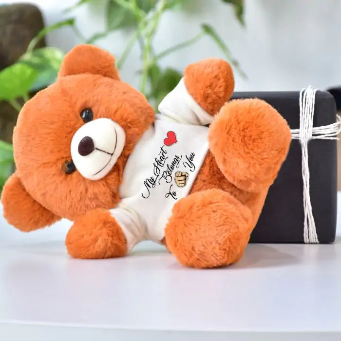 Personalized My Heart Belongs To You Orange Teddy Bear for Valentine's Day 2