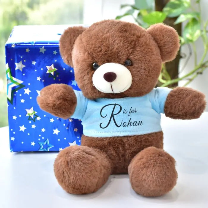 Personalized Initial Name Printed White Teddy Bear for Couple, BF, GF, Friend-1