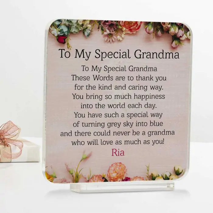 Personalised Special Grandma Acrylic Plaque Gift For Mother's Day 1