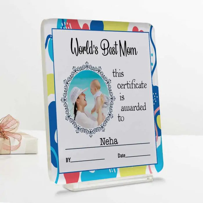 Personalised World's Best Mom Certficate Acrylic Acrylic Plaque-2