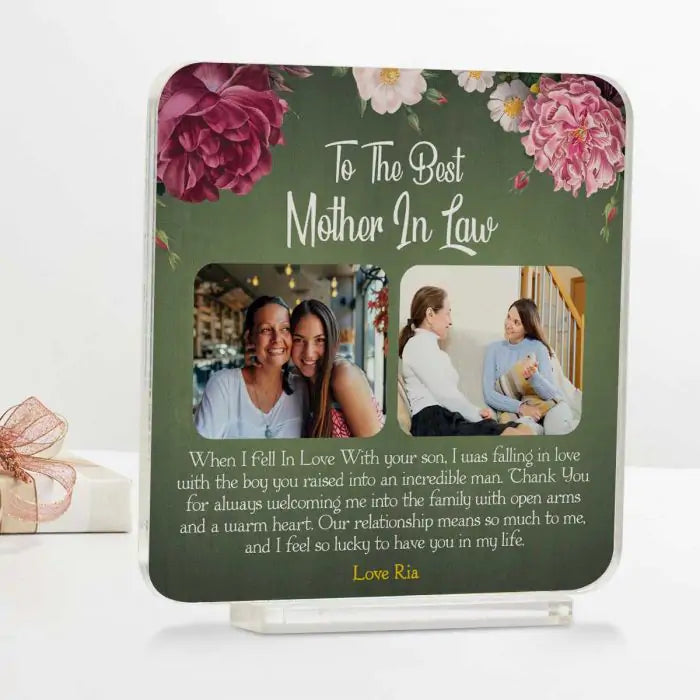 Personalised Best Mother In Law Acrylic Keepsake-1