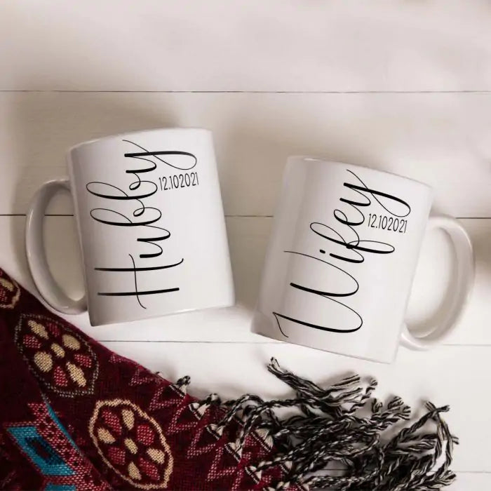 Personalised Wifey & Hubby Mug Set