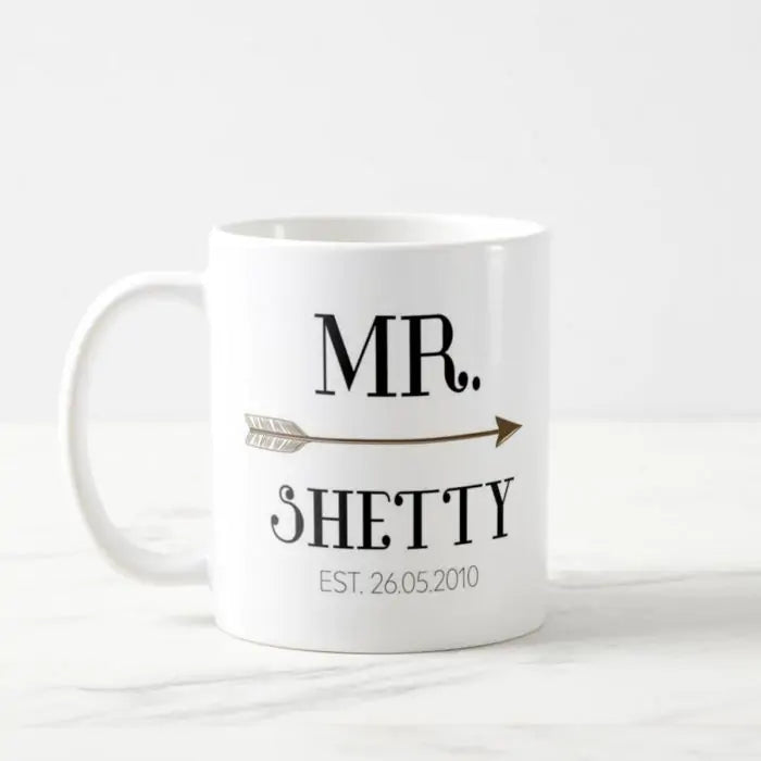 Personalized Cupid's Arrow With Couple Name & Date Coffee Mug Set for Couple-6
