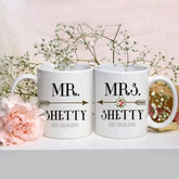 Personalized Cupid's Arrow With Couple Name & Date Coffee Mug Set for Couple-1