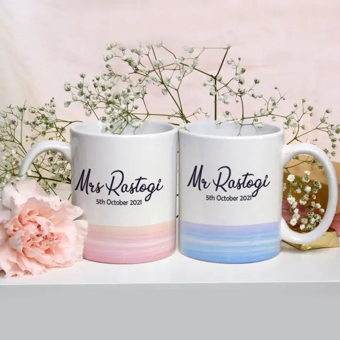 Personalized Couple Name & Date Coffee Mug Set for Couple-1