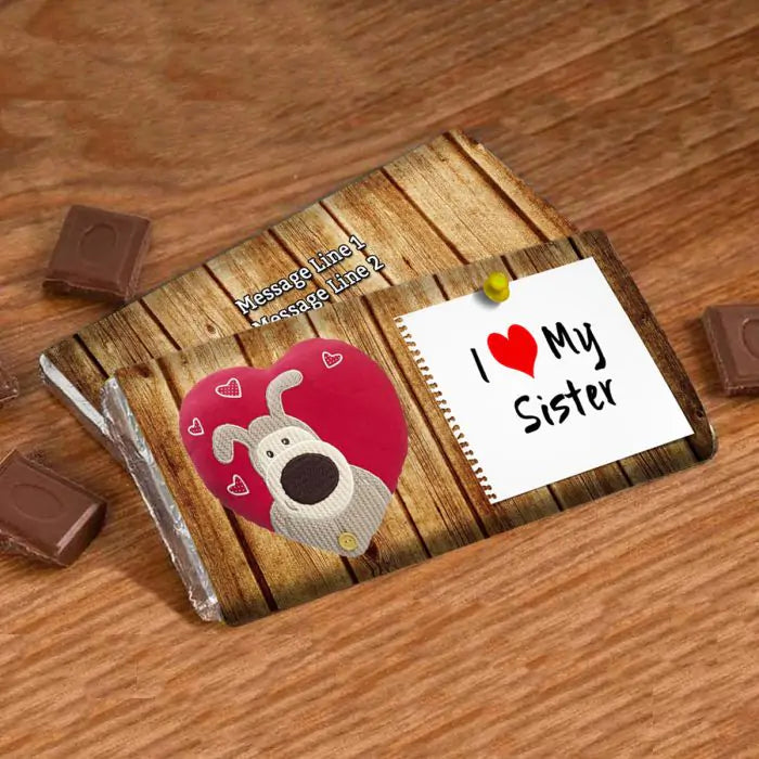 Personalised I Heart Sister Choco Bar