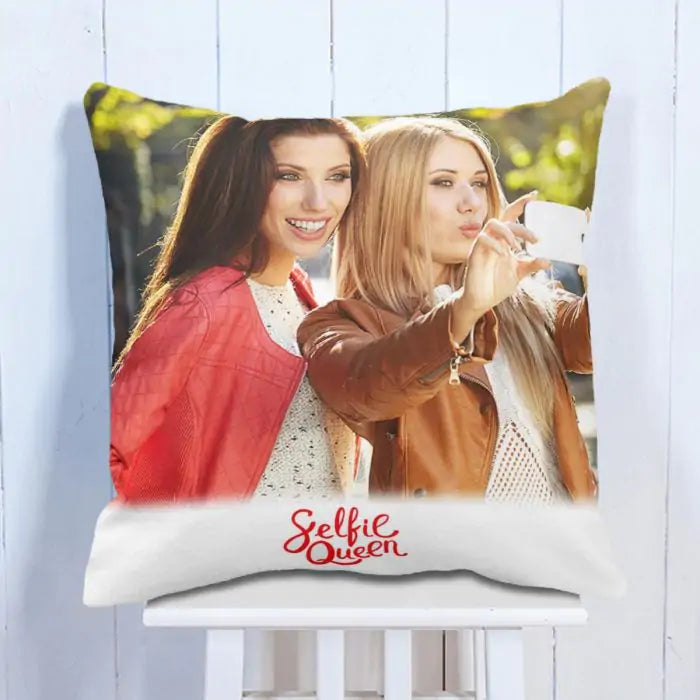 Personalised The Selfie Queens Polyester Cushion