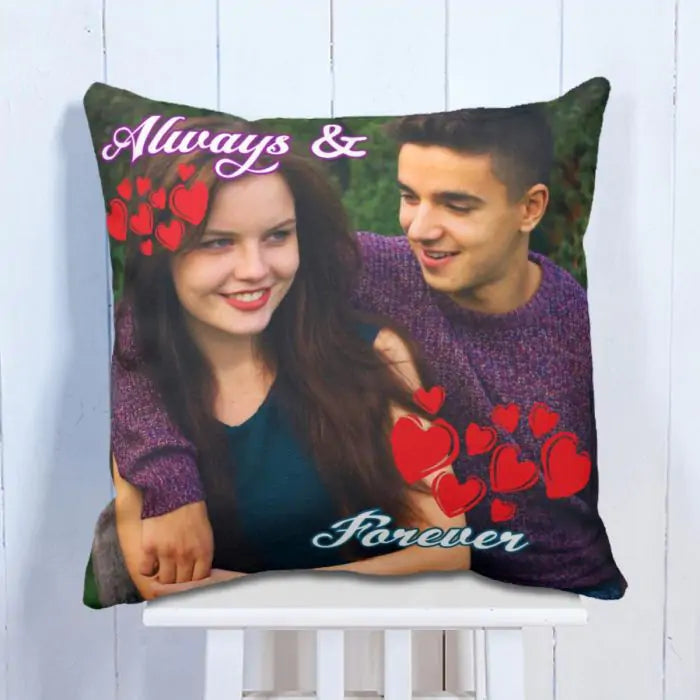 Personalized Always & Forever Photo Cushion Gift For Valentine's Day 1