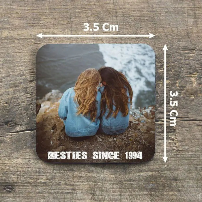 Set Of 4 - Personalised Set Of 4 Besties Since Rubber  Coasters