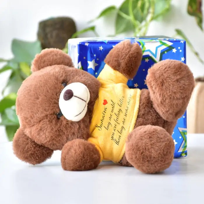 Personalised Name Printed Get Well Soon Brown Teddy Bear for Couple 5