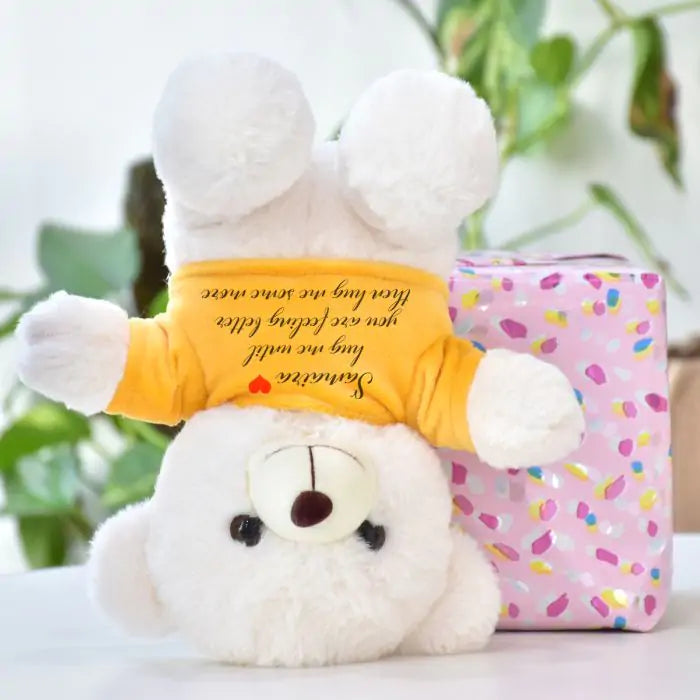 Personalised Name Printed Get Well Soon White Teddy Bear for Couple 5