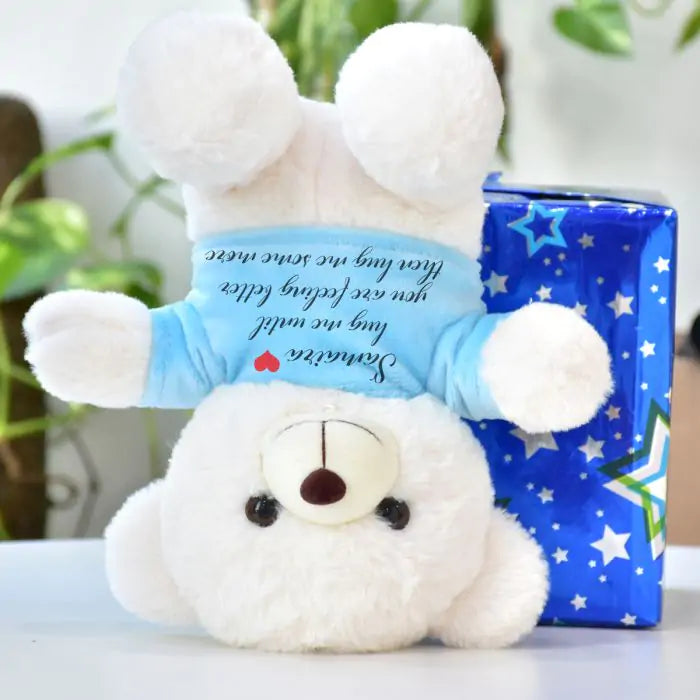 Personalised Name Printed Get Well Soon White Teddy Bear for Couple 9