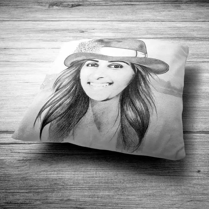 Caricature Sketch Photo Cushion