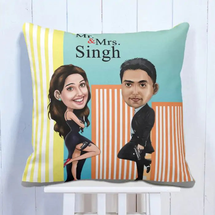 Mr. and Mrs. Forever Caricature Cushion