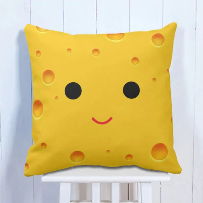 Chees Bite Smiley Polyster Canvas Cushion
