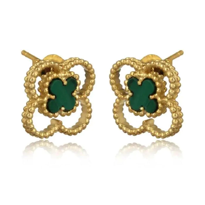 5 Leaf Clover Studs - Gold-1