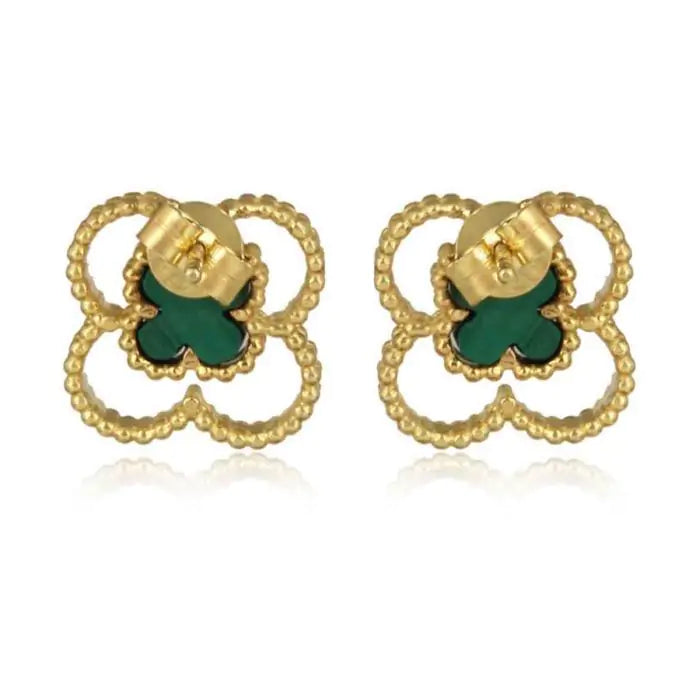 7 Leaf Clover Studs - Gold-1
