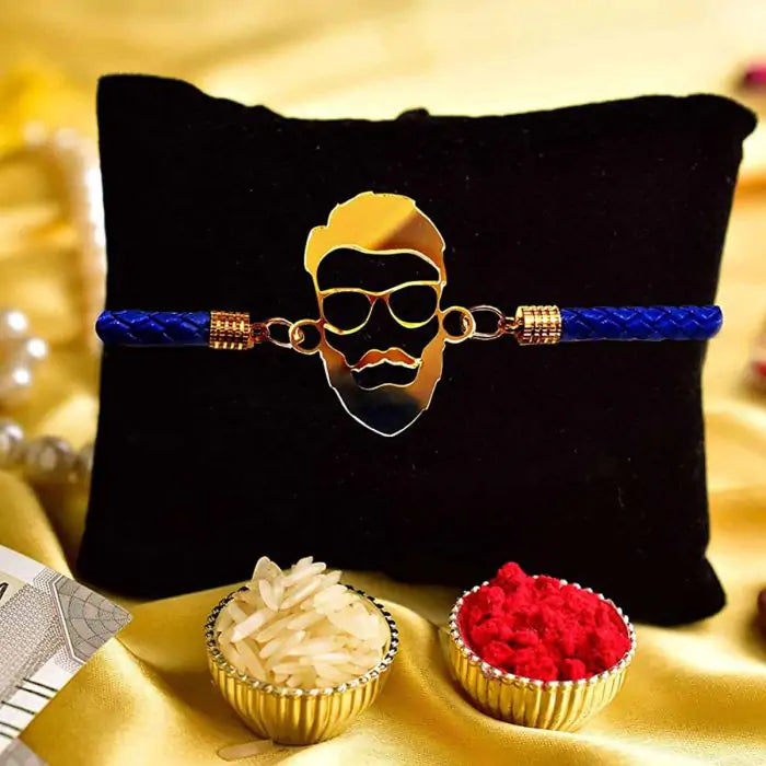 Beard Style Designer Bracelet Rakhi for Brother with Roli Chawal-1