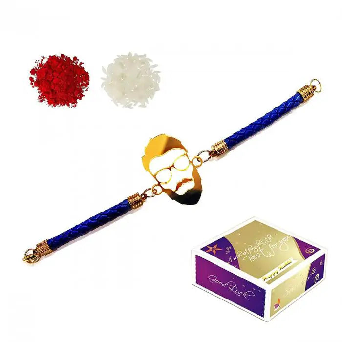 Beard Style Designer Bracelet Rakhi for Brother with Roli Chawa