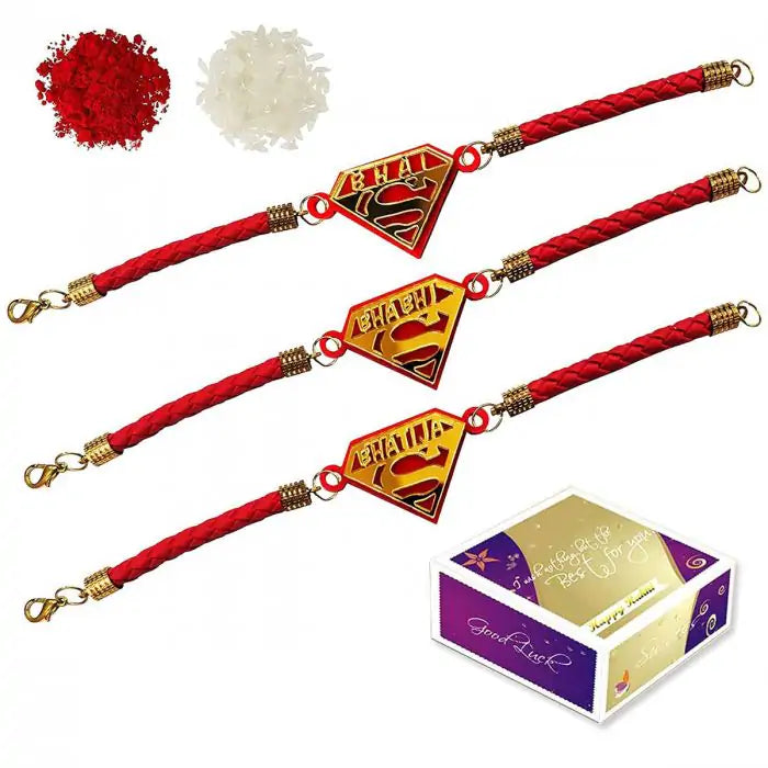 Rakshabandhan Combo Rakhi of Bhai, Bhabhi and Bhatija with Roli Chawal