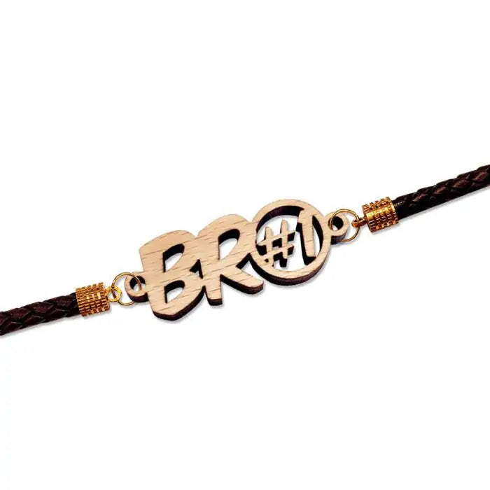 Bro Number 1 Designer Bracelet Rakhi for Sweet Brother with Roli Chawal-3