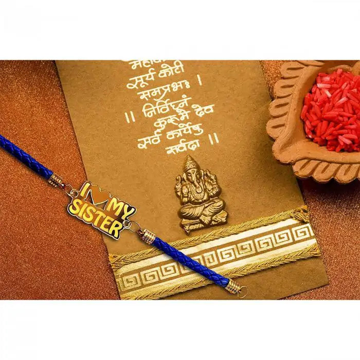 I Love My Sister Designer Bracelet Rakhi for Brother with Roli Chawal-3
