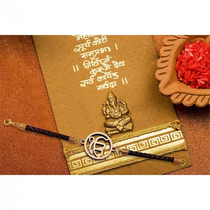 Ek Onkar Designer Bracelet Rakhi for Veer Ji with Roli Chawal-4
