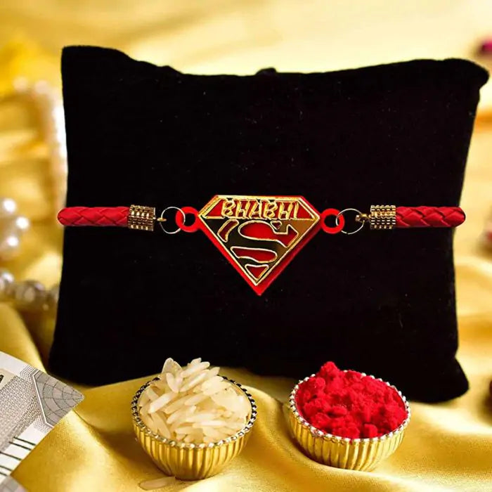 Super Bhabhi Designer Bracelet Rakhi for Sister-in-law with Roli Chawal-1