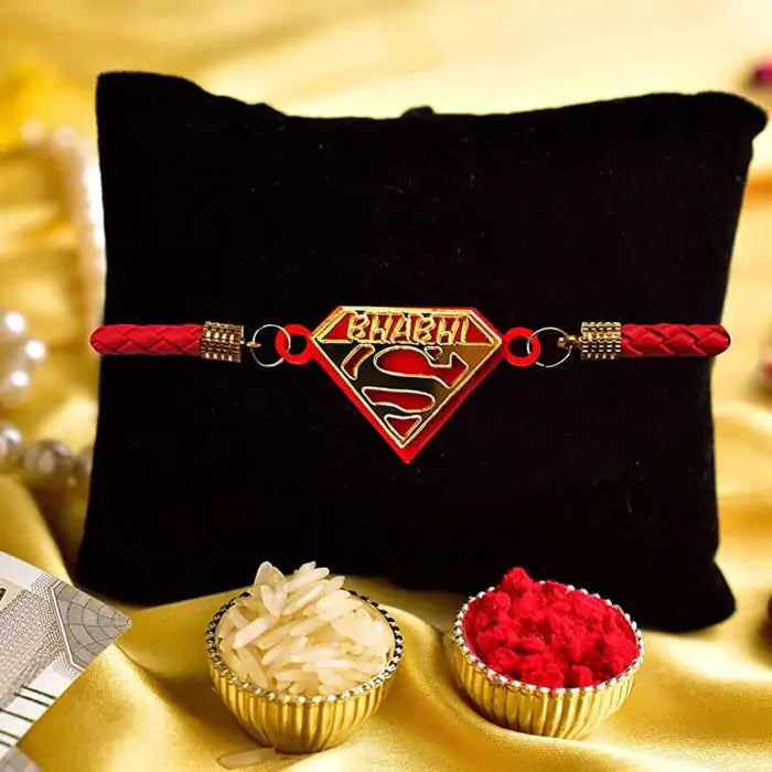 Super Bhabhi Designer Bracelet Rakhi for Sister-in-law with Roli Chawal