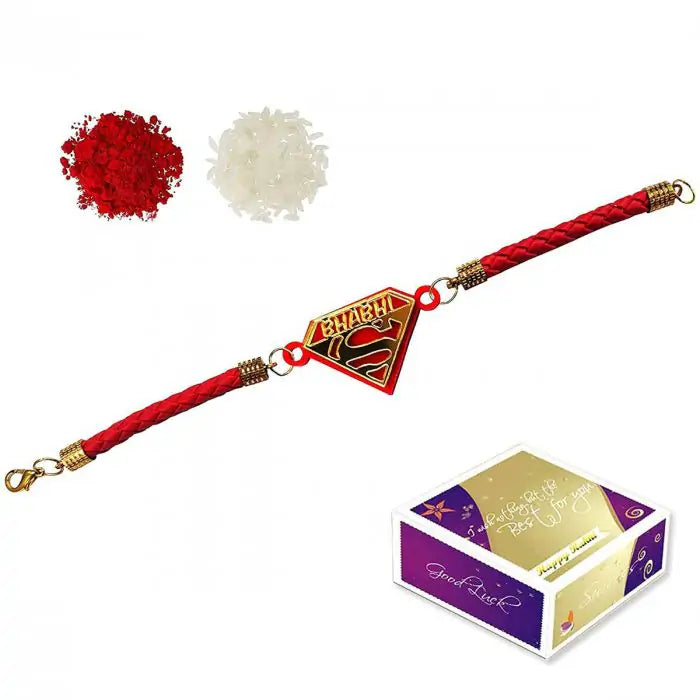 Super Bhabhi Designer Bracelet Rakhi for Sister-in-law with Roli Chawal