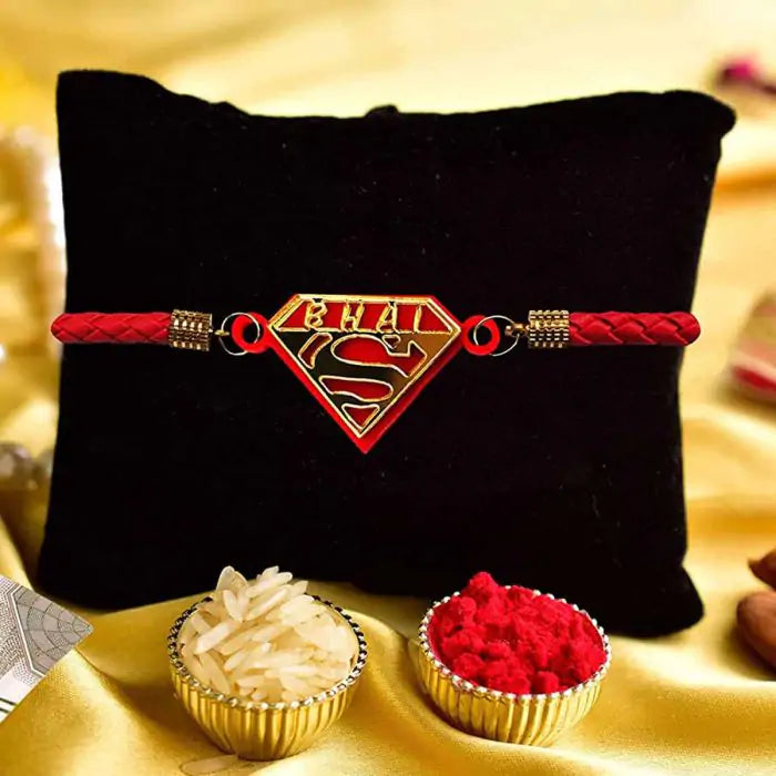 Super Bhai Designer Bracelet Rakhi for Best Bro with Roli Chawal-1