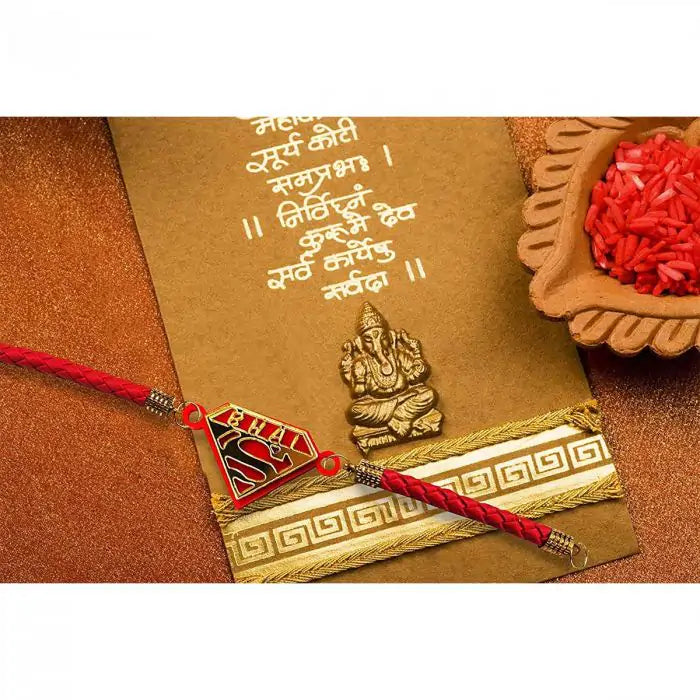 Super Bhai Designer Bracelet Rakhi for Best Bro with Roli Chawal-3