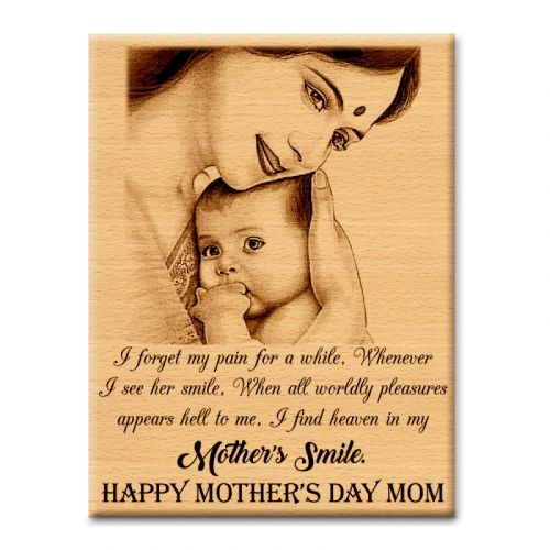 Wooden Happy Mother's Day Customized Engraved Photo Plaque-1
