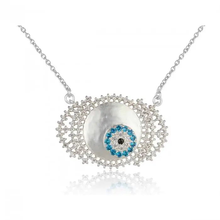 Evil Eye Necklace - White-3