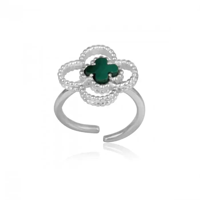 6 Leaf Clover Ring - Silver-1