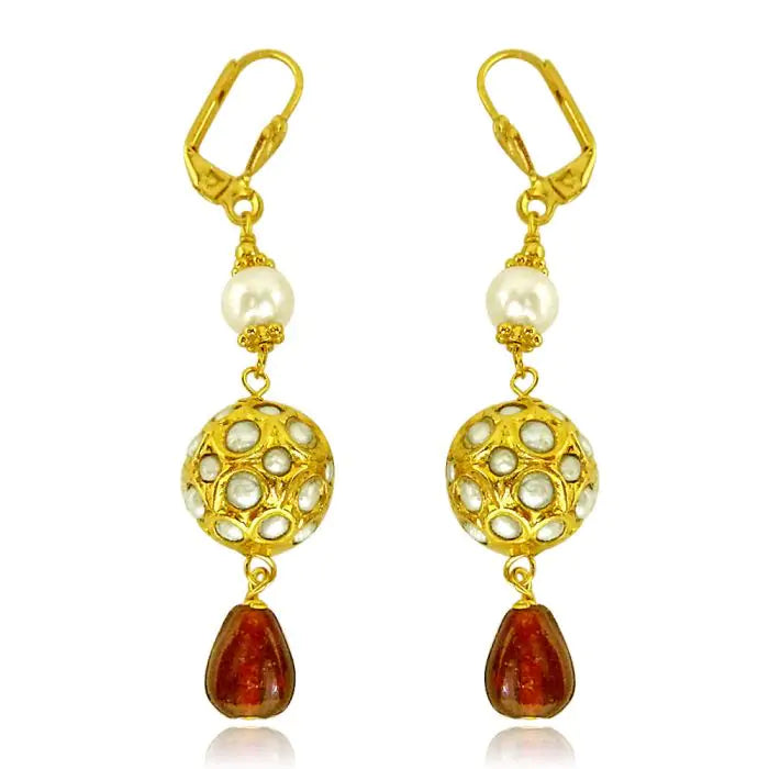 Surat Diamonds Kundan Beads Earrings