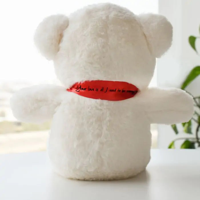 Cute Teddy Bear With Personalized Bow Red for Couple - 2