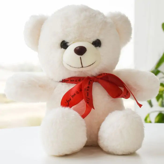 Cute Teddy Bear With Personalized Bow Red for Couple - 1